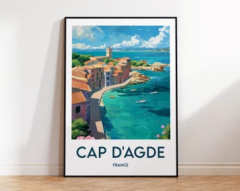 Cap d'Agde Poster, Cap Agde Art Print, Cap d'Agde France, Vintage Travel Poster, Cap Agde France Gift, Affiche Cap d'Agde France