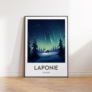 Pôster da Lapônia, Impressão da Lapônia, Ilustração da Lapônia, Presente da Lapônia, Pôster de Viagem Vintage, Pôster da Finlândia
