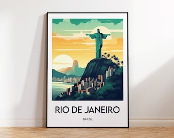 rio de janeiro poster, rio de Janeiro art print, gift, Christ the Redeemer, Rio Brazil