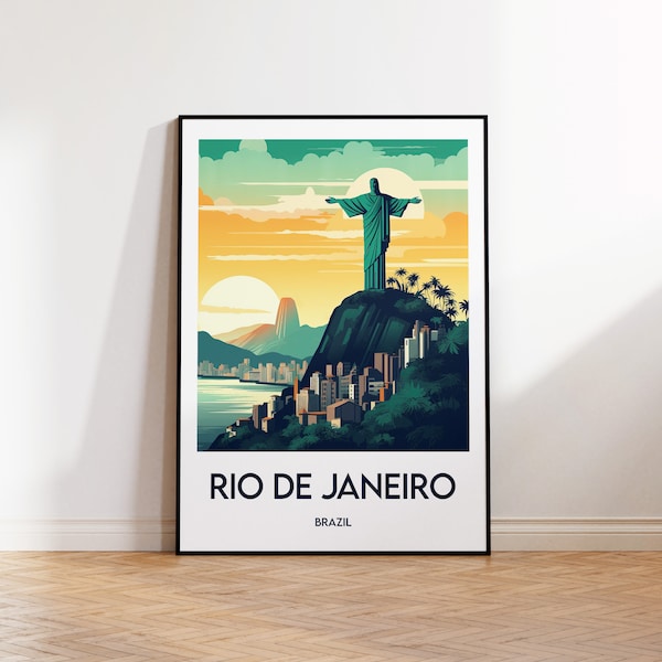 rio de janeiro poster, rio de Janeiro art print, gift, Christ the Redeemer, Rio Brazil