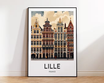 Lille Poster, Lille Art Print, Lille France customizable, Lille Gift, Vintage Travel Poster, Lille France Poster