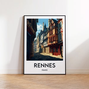 Pôster de Rennes, impressão artística de Rennes, ilustração de Rennes França, presente de Rennes Bretagne, pôster de viagens vintage, pôster de Rennes FRANÇA