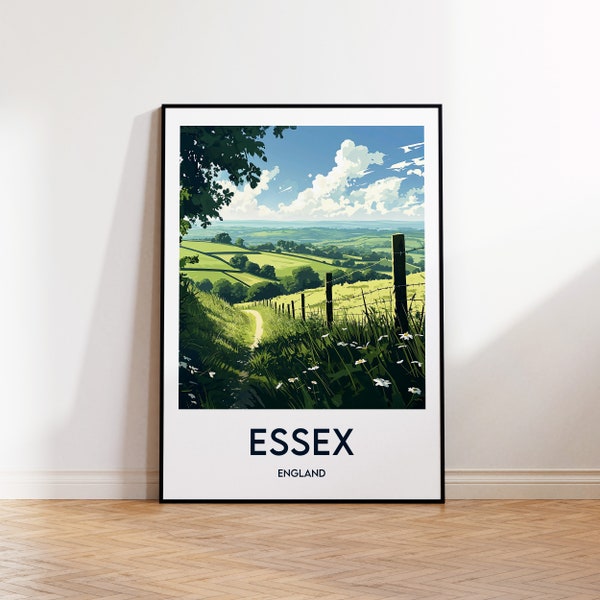 Essex Travel Poster, Essex Art Print, Essex England Gift, Essex United Kingdom, Vintage Travel Poster