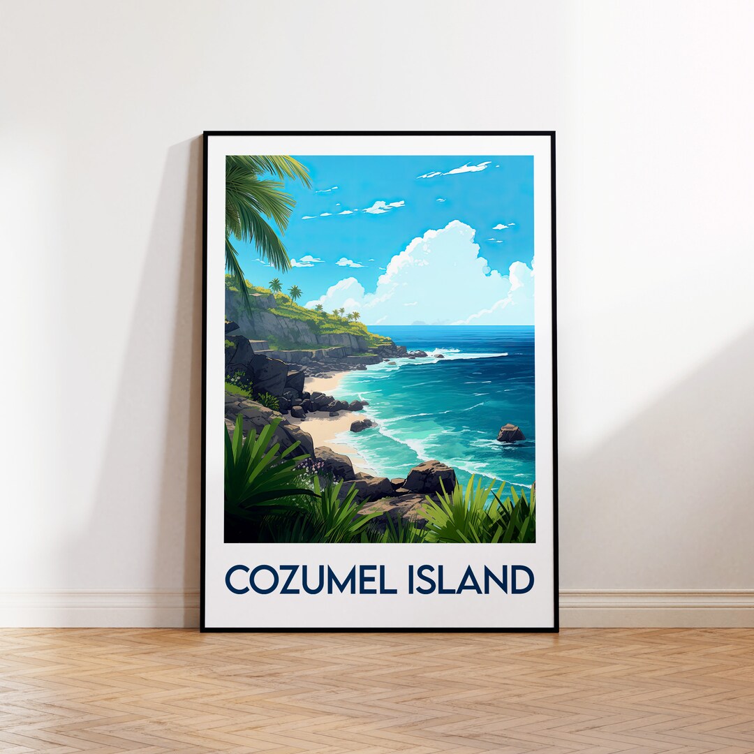 Cozumel Island Poster, Cozumel Print, Cozumel Island Mexico, Isla Cozumel México, Vintage Travel ...