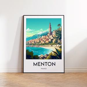 Menton Poster, Menton France Poster, Menton Print, Menton Illustration, Vintage Travel Poster, Menton Gift Idea