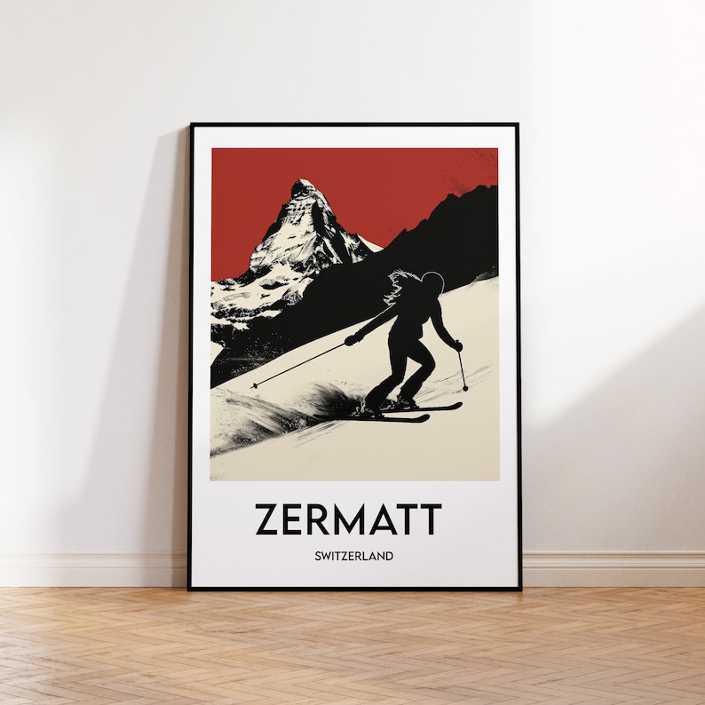 Zermatt Poster, Zermatt Art Print, Zermatt Switzerland SKI RESORT ...
