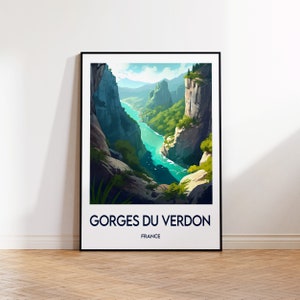 Verdon-Schluchten Poster, Verdon-Schluchten Druck, Verdon-Schluchten Illustration, Vintage Reiseposter