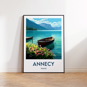 Annecy Poster, Annecy Lake Print, Lake Annecy Illustration, Annecy Gift, Vintage Travel Poster, Annecy Poster