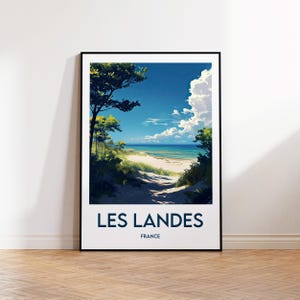 Cartel de Les Landes, Impresión de arte de Les Landes, Nouvelle Aquitainen, Regalo de Les Landes, Cartel de viaje vintage, Cartel del suroeste de Francia