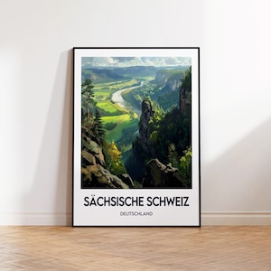 Sächsische Schweiz Poster, Sächsische Schweiz Kunstdruck, Sächsische Schweiz Deutschland, Reiseposter, Deutschland, Plakat Sächsische Schweiz