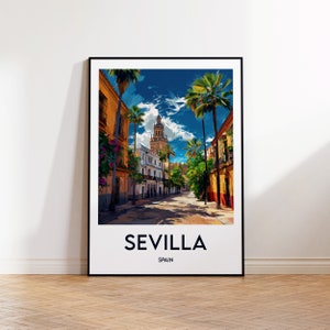 Sevilla Poster, Sevilla Art Print, Sevilla Spain Illustration, Sevilla Espana Gift, Vintage Travel Poster, Seville Spain Poster