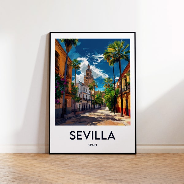 Sevilla Poster, Sevilla Art Print, Sevilla Spain Illustration, Sevilla Espana Gift, Vintage Travel Poster, Seville Spain Poster