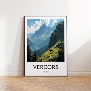 Pôster do maciço de Vercors, impressão artística de Vercors, ilustração de Vercors França, presente de Vercou, pôster de viagens vintage, pôster de Vercors França,