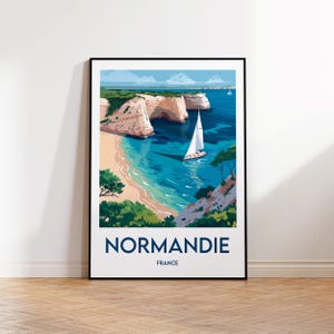 Normandie Poster, Normandie Art Print, Normandie France customizable, Vintage Travel Poster, Normandie France Gift, Affiche Normandie France
