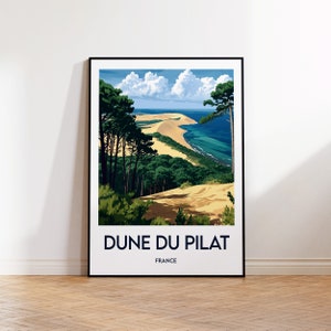 Cartel de La Dune du Pilat, Impresión de arte de La Dune du Pilat, Cartel de la cuenca de Arcachon, Regalo de Arcachon, Cartel de viaje vintage, Cartel de Francia