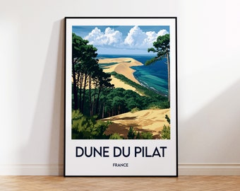 La Dune du Pilat Poster, La Dune du Pilat Art Print, Affiche Bassin d'Arcachon, Arcachon Gift, Vintage Travel Poster, Affiche France