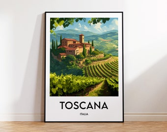 Toscana Poster, Toscana Kunstdruk, Toscana Italië, Toscane Italië Cadeau, Vintage Reisposter, Italië Poster