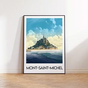 Mont Saint Michel Poster, Mont-Saint-Michel Kunstdruck, Mont St Michel Frankreich, Abbaye St Michel Geschenk, Vintage Reiseposter, Frankreich Poster