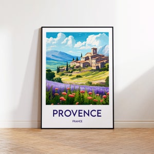Provence Village Print, Provence Region Poster, Provence France Wall Art, Retro Travel Poster, Provence Alpes Cote d'Azur Poster