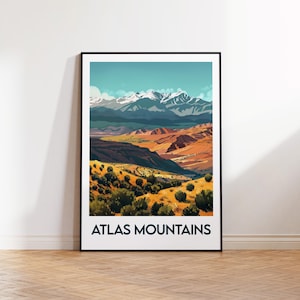 Atlas Mountains Poster, Atlas Mountains Art Print, Atlas Mountains Morocco, Vintage Travel Poster, Atlas Mountains Morocco Poster