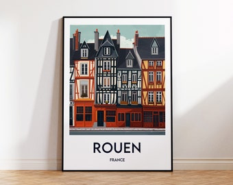 Rouen Poster, Rouen Art Print, Rouen France Illustration, Vintage Travel Poster, Rouen France Poster, Rouen France Gift