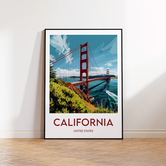 California Poster, California Art Print, California Untied States, Vintage Travel Poster, California USA Gift, Affiche California