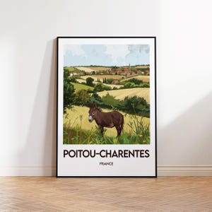 Poitou Charentes Poster, Poitou-Charentes Art Print, Poitou Charentes France, Travel Poster, Poitou Donkey, Poitou Charentes France Poster