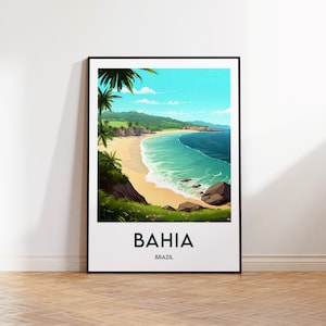 Cartel de Bahía, Impresión de Bahía, Ilustración de Bahía Brasil, Regalo de Bahía Brasil, Cartel de viaje vintage