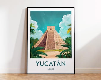 Yucatan Poster, Yucatan Kunstdruck, Yucatan Mexiko personalisierbar, Vintage Reiseposter, Yucatan MEXIKO Geschenk, Yucatan MEXIKO Poster