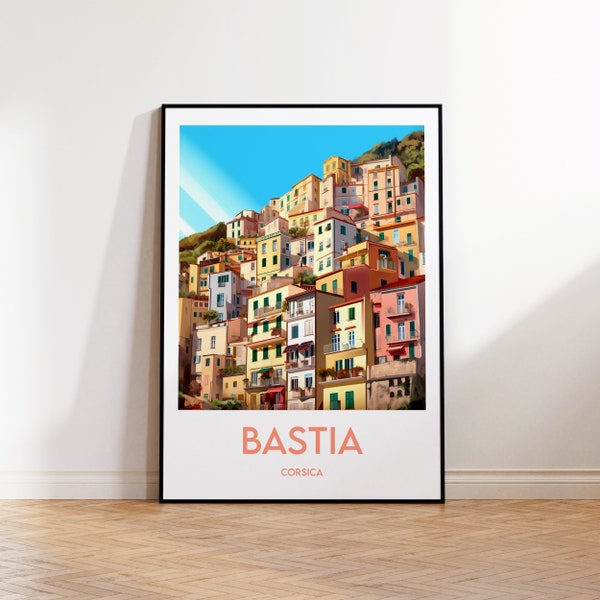 Bastia Print, Bastia Poster, Corsica Wall Art, France Retro Travel Poster, Framed Corse Vintage Home Décor, Unframed Gift