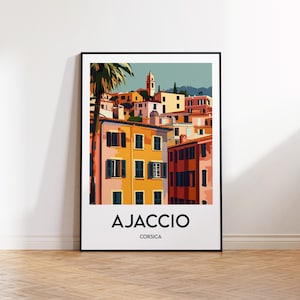 Ajaccio Poster, Ajaccio Art Print, Ajaccio France customizable, Ajaccio Corsica Gift, Vintage Travel Poster, Ajaccio France Poster