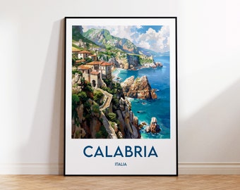 Calabria Italia Poster, Calabria Art Print, Calabria Italy customizable, Calabria Gift, Vintage Travel Poster, Calabria Italy Poster