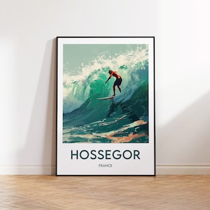 Hossegor Reiseposter, Hossegor Kunstdruck, Hossegor Illustration, Hossegor Geschenk, Vintage Reiseposter, Frankreich Surf Poster