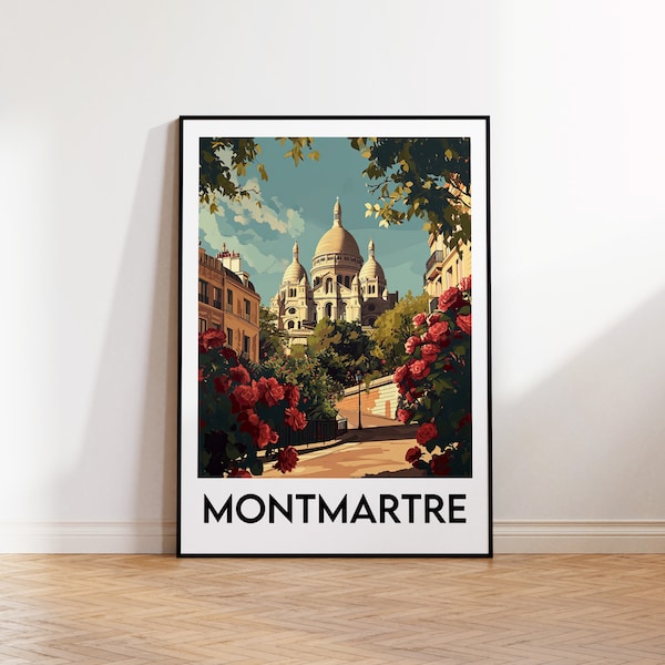 Montmartre Print, Paris Poster, Montmartre Wall Art, 18eme arrondissement Retro Decor Gift, France Vintage Travel Poster