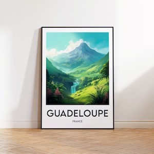 Pôster de Guadalupe, Impressão de Guadalupe, Ilustração de Guadalupe, França, Pôster de Viagem Vintage