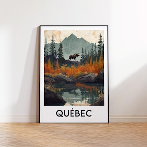 Quebec Canada Poster, Quebec Poster, Quebec Art Print, Quebec Canada customizable, Vintage Travel Poster, Quebec Canada Gift