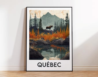 Quebec Canada Poster, Quebec Poster, Quebec Art Print, Quebec Canada customizable, Vintage Travel Poster, Quebec Canada Gift