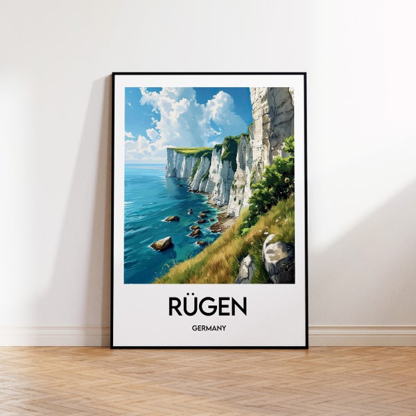 Rügen Poster, Rügen Druck, Rügen Insel, Rügen Deutschland Geschenk, Vintage Reiseposter, Rügen Deutschland