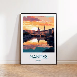 Impressão de Nantes, pôster de Nantes, arte de parede do Loire-Atlantique, pôster de viagem retrô da Bretanha, emoldurado França, presente de decoração de casa vintage
