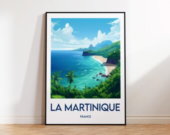 Poster della Martinica, stampa della Martinica Francia, illustrazione della Martinica Francia, idee regalo della Martinica