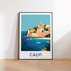 Calvi Poster, Calvi Zitadelle Kunstdruck, Calvi Frankreich Korsika, Vintage Reiseposter, Calvi Frankreich Geschenk, Calvi Frankreich Poster