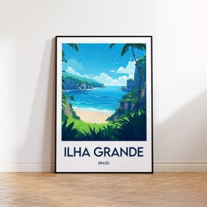 Pôster de Ilha Grande, Impressão de Ilha Grande, Ilha Grande Brasil, Presente de Ilha Grande Brasil, pôster de viagens vintage