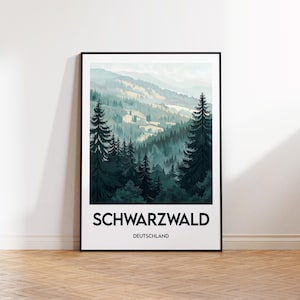 Schwarzwald Druck, Schwarzwald Poster, Baden-Württemberg Wandkunst, Deutschland Retro Reiseposter, gerahmt Deutschland Vintage Home Decor Geschenk