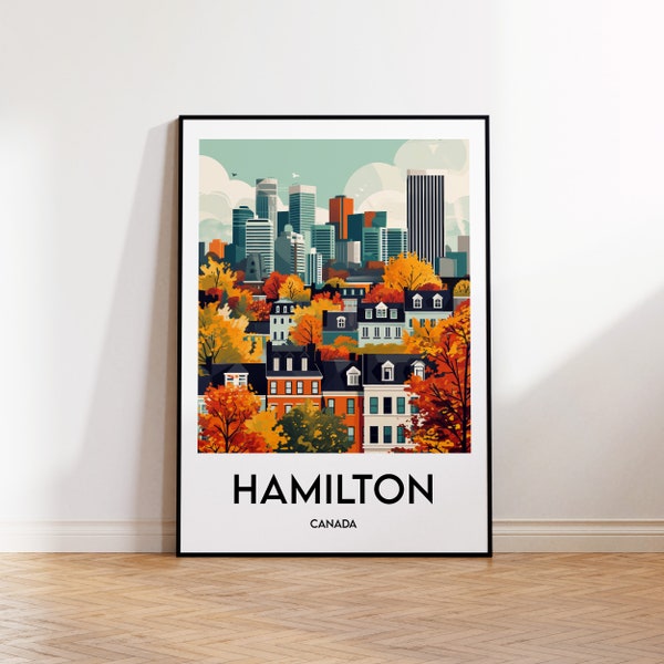 Hamilton Poster, Hamilton Art Print, Hamilton customizable, Hamilton Ontario Gift, Vintage Travel Poster, Affiche Hamilton Canada