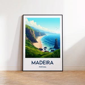 Madeira Island Poster, Madeira Print, Madeira Illustration, Madeira Portugal Gift, Vintage Travel Poster