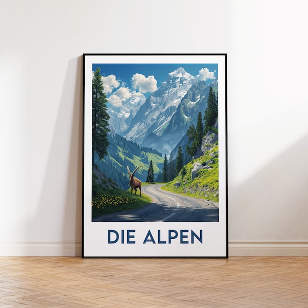 Die Alpen Poster, Die Alpen Art Print, Die Alpen Germany, Die Alpen Germany Gift, Vintage Travel Poster, Die Alpen Deutschland Poster