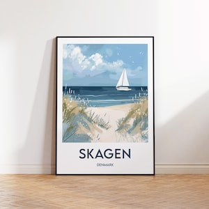 Skagen Poster, Skagen Art Print, Skagen Danmark beach, Vintage Travel Poster, Skagen Denmark Gift, Skagen Denmark poster