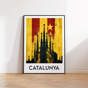 Cartel de Catalunya, Impresión de arte de Catalunya, Catalunya personalizable, Regalo de Barcelona Catalunya, Cartel de viaje vintage, Póster Catalunya Espanya