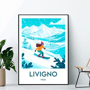 Livigno Poster SKI, Livigno Art Print RESORT, Livigno Italy station, Livigno Italy Gift, Livigno Italy poster