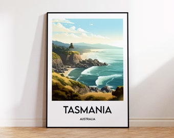 Tasmanië poster, Tasmanië print, Tasmanië cadeau, Hobart muurdecoratie, Tasmanië Australië, Tasmanië poster